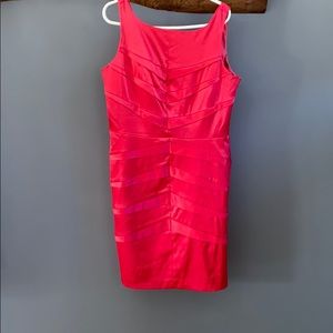 Coral dress with gold zipper